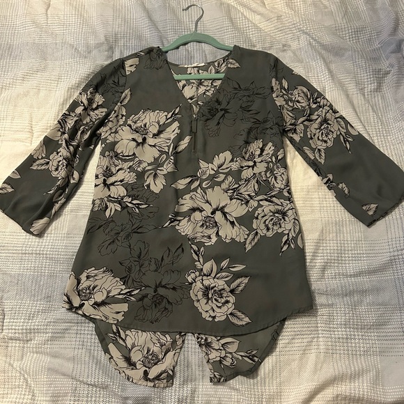 Maurices floral zip front popover tunic blouse XS - Picture 1 of 6